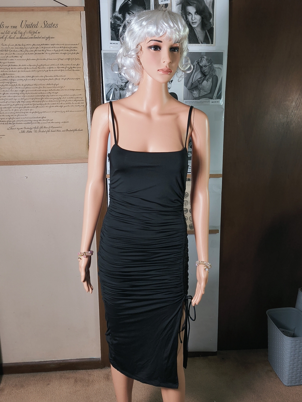 Princess Polly Black Ruched Slit Bodycon Mini Dress Women's US Size 4 Homecoming